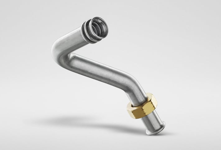 Bent and end-formed part produced on an automated production cell for the HVAC industrial sector
