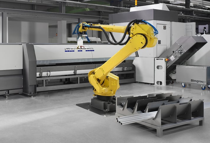 Robot for unloading laser-cut parts on a Lasertube machine