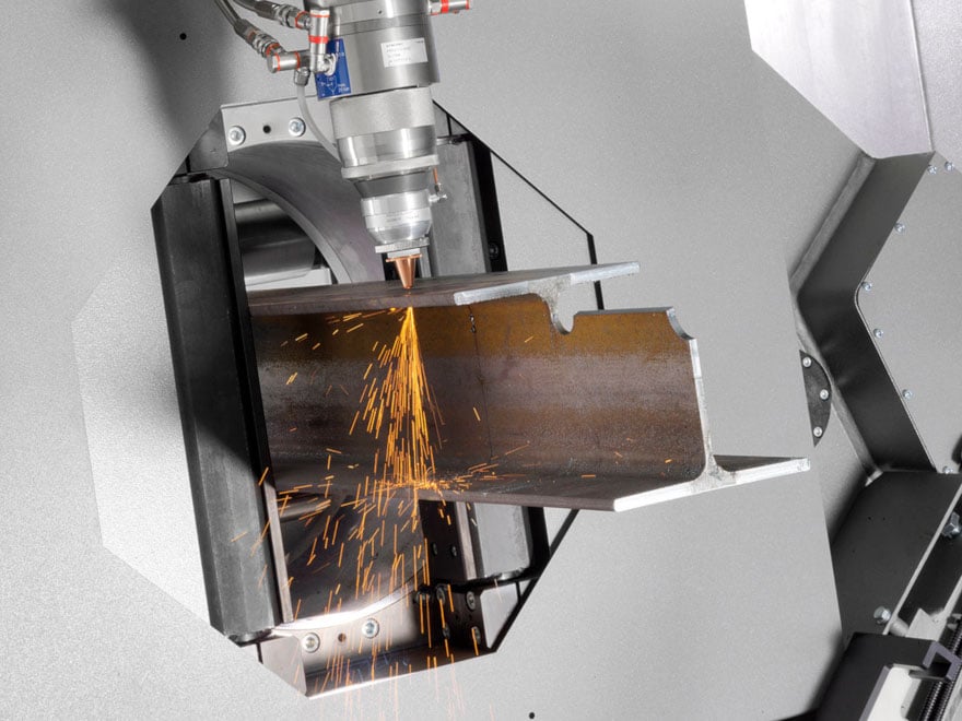 Laser cutting of an HEA beam with Lasertube LT14