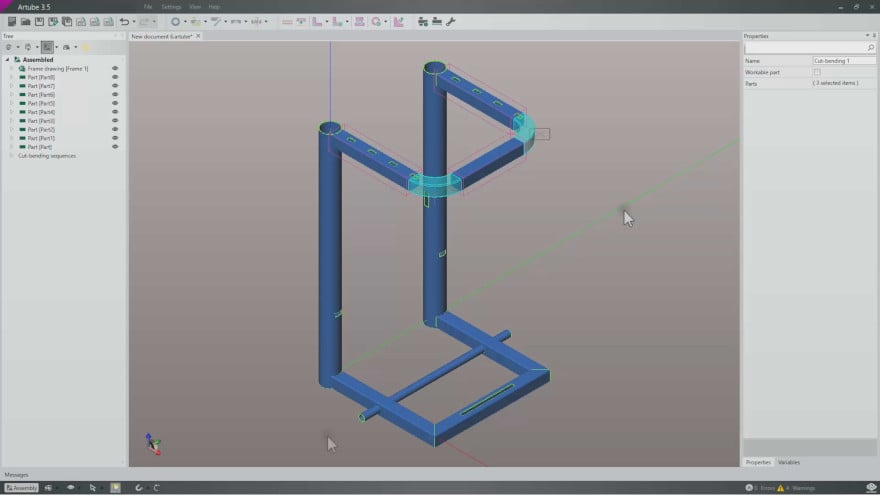 Programming the components of a tubular structure in Artube.