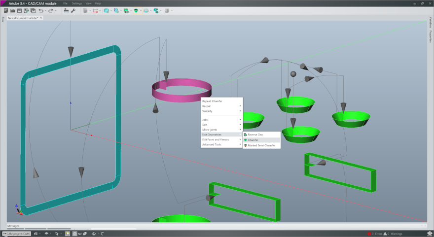 Traiettorie di taglio laser con software Artube