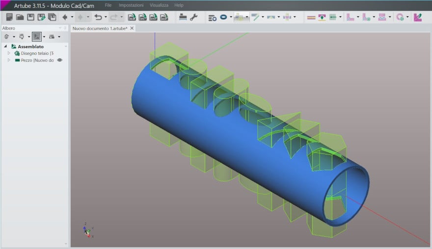 3D laser cutting on a tubular steel profile for construction