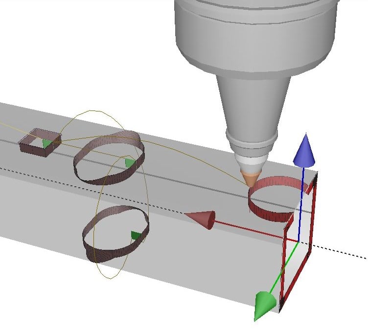 Simulation des Schneidens mit einem Rohrlaser